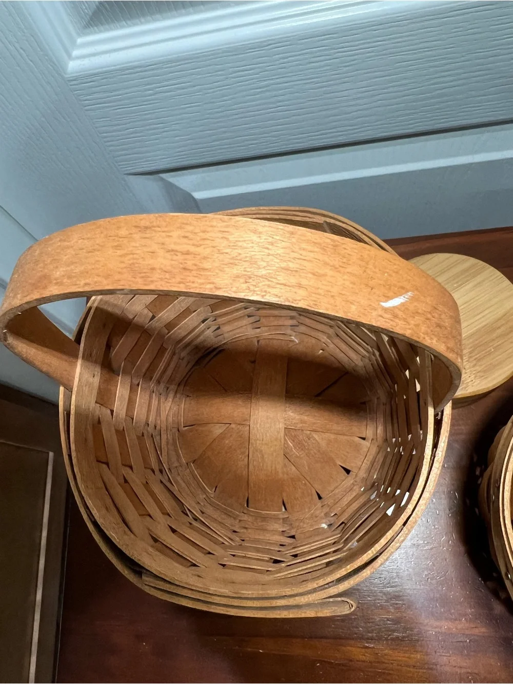 Vtg Longaberger Pair (2) Handwoven Basket with Brass Nameplates 1992